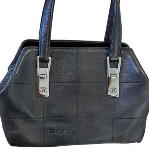 CHANEL LOGI CAVIAR LEATHER CHOCOLATE BAR SATCHEL BAG